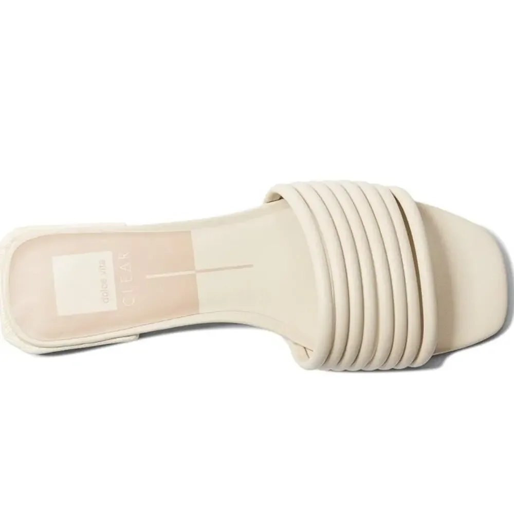 Dolce Vita CLEAR 'NYX' Women's 8 Cream Stella Slide Sandal Square Toe Neutral